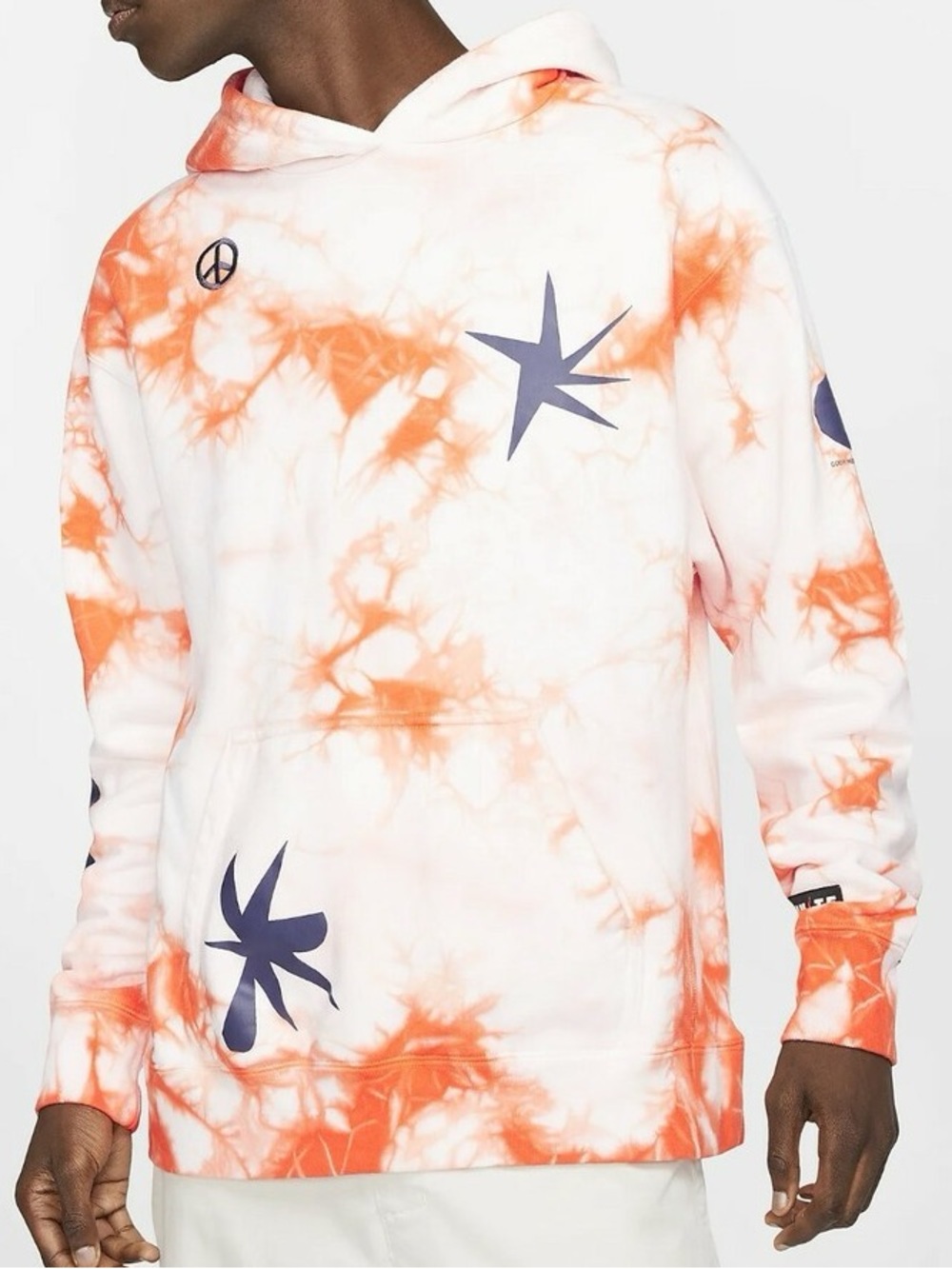 Jordan Men's Orange Tie-Dye Hoodie with Navy Star Graphics